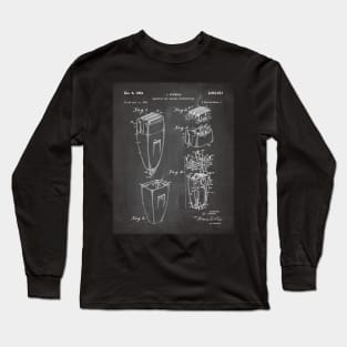 Electric Shaver Patent - Barber Stylist Bathroom Décor Art - Black Chalkboard Long Sleeve T-Shirt